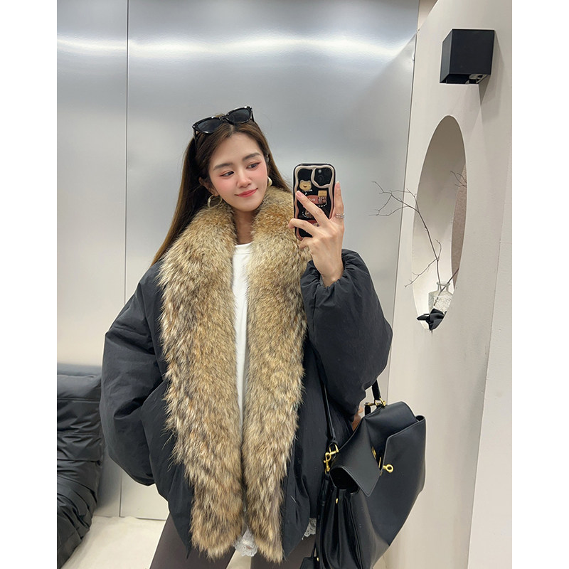 新款高端鹅绒雪山派克大衣女可拆卸进口狼毛领皮草外套女B1937