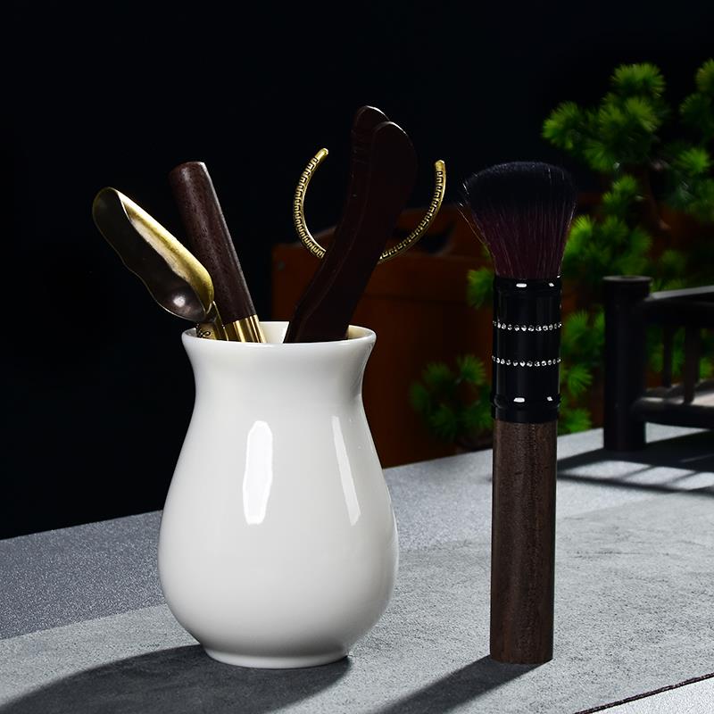 羊脂玉茶筒茶道六君子套装功夫茶具配件黑檀木泡茶工具茶刀茶夹刷