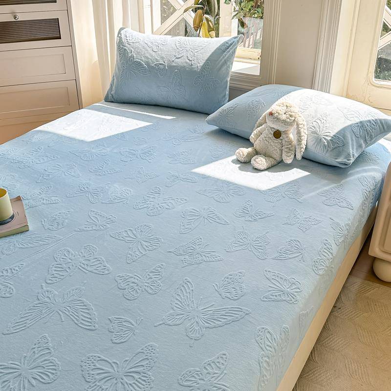 2025新款A类牛奶绒单件床笠135x200雕花绒防滑床罩榻榻米定制床单
