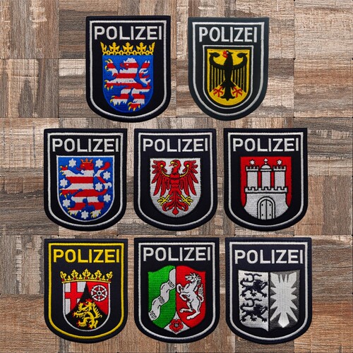 德国盾型旗帜刺绣魔术贴章狮子鹰动物徽章 POLIZEI士气章战术臂章