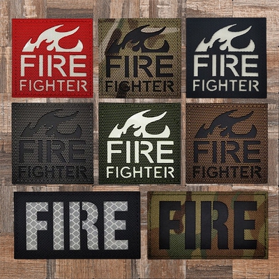 FIRE FIGHTER消防救火队员魔术贴徽章反光臂章夜光识别章背包配饰