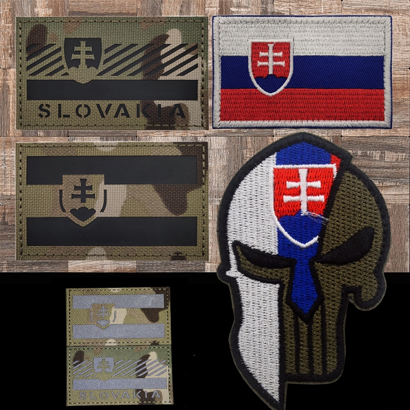 斯洛伐克旗帜徽章惩罚者魔术贴IR反光士气章国旗臂章战术背包布贴
