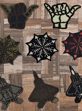 F22战斗机徽章IR反光魔术贴臂章迷你指南针包贴666恶魔手势士气章