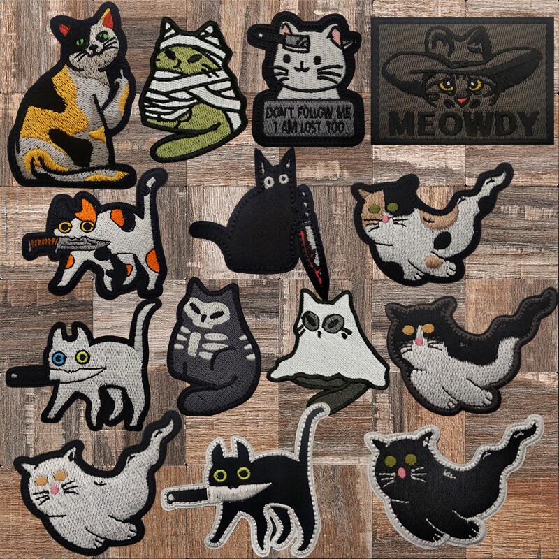 小猫咪系列徽章刺绣魔术贴臂章迷勋章/臂章/肩章/纪