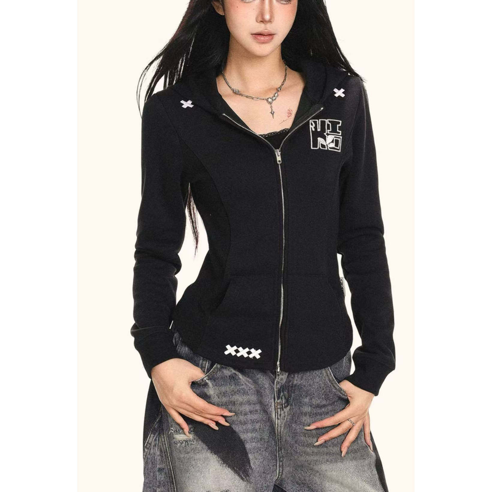 ZK-40014黑色加绒加厚拉链外套【实物以直播间为准】,女装/女士精品,短外套,淘宝优惠券,粉丝福利购,淘宝优惠卷