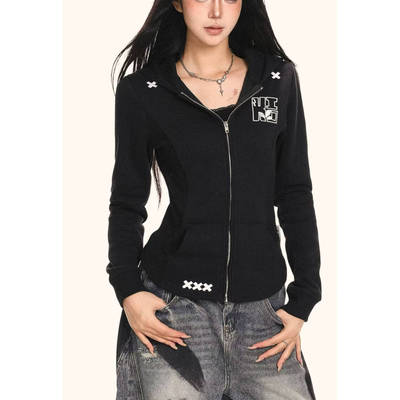 ZK-40014黑色加绒加厚拉链外套【实物以直播间为准】