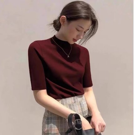 ZK-801紫皇冠半高领半袖T桖【实物以直播间为准】