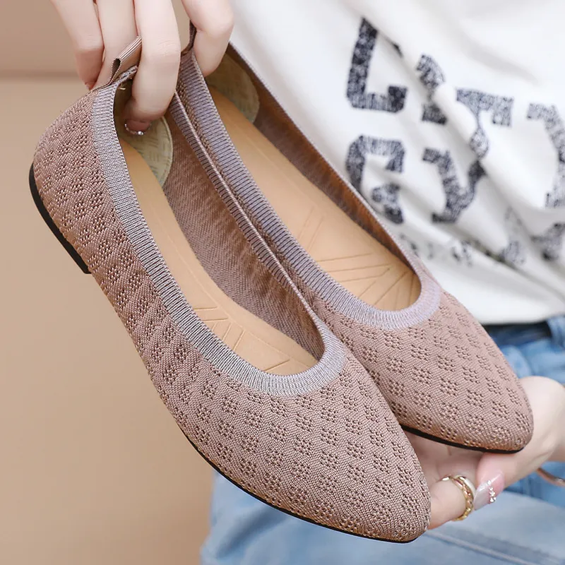 鞋子女款夏季休闲鞋尖头透气女鞋舒适软底妈妈鞋轻便百搭单鞋,女鞋,时尚芭蕾鞋,淘宝优惠券,粉丝福利购,淘宝优惠卷
