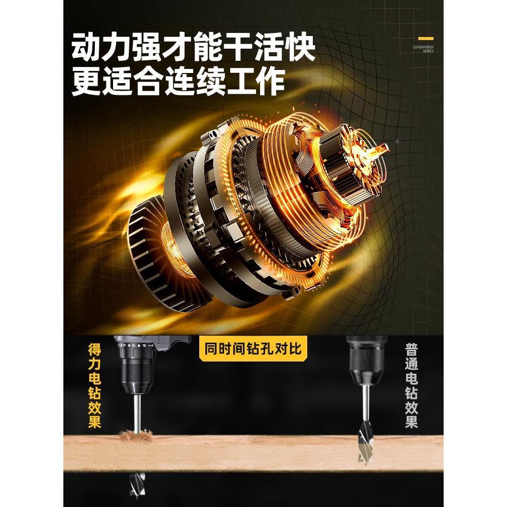 得力无刷锂电手钻充电式电钻电动螺丝刀家用冲击手电转工具小钢炮