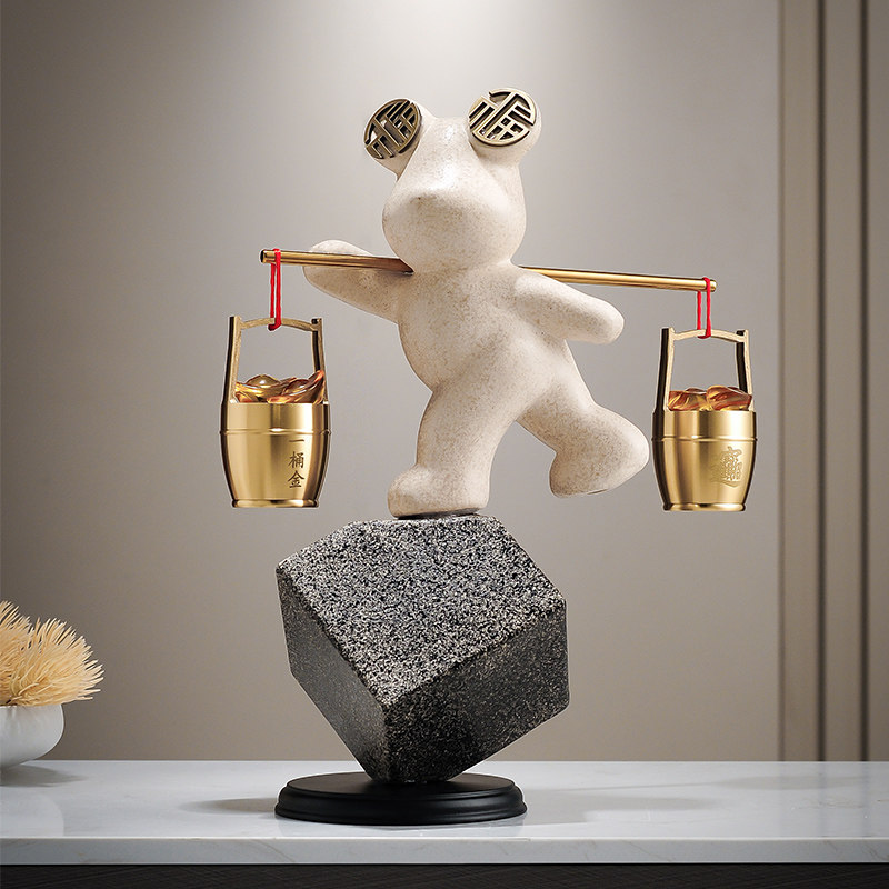 招财进宝熊一桶金摆件玄关客厅电视柜装饰办公室开 业乔迁新居礼,家居饰品,装饰摆件,淘宝优惠券,粉丝福利购,淘宝优惠卷