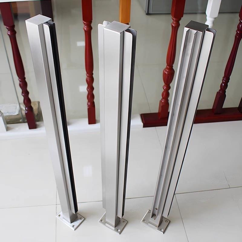 不锈钢楼梯扶手钢化玻璃护栏室内外家用定制楼梯立柱简约阳台栏杆