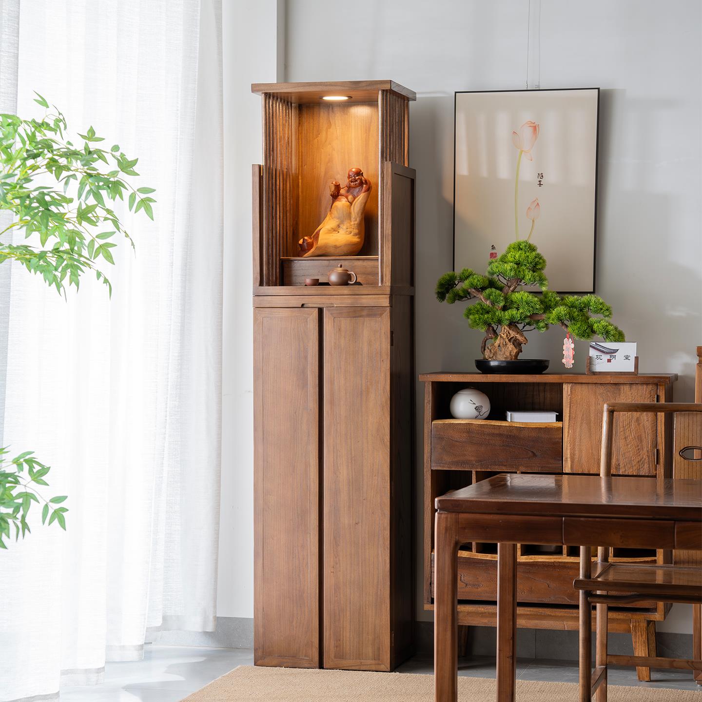 家用佛龛供桌神台财神爷柜子观音菩萨佛像供奉台中式实木立柜神台