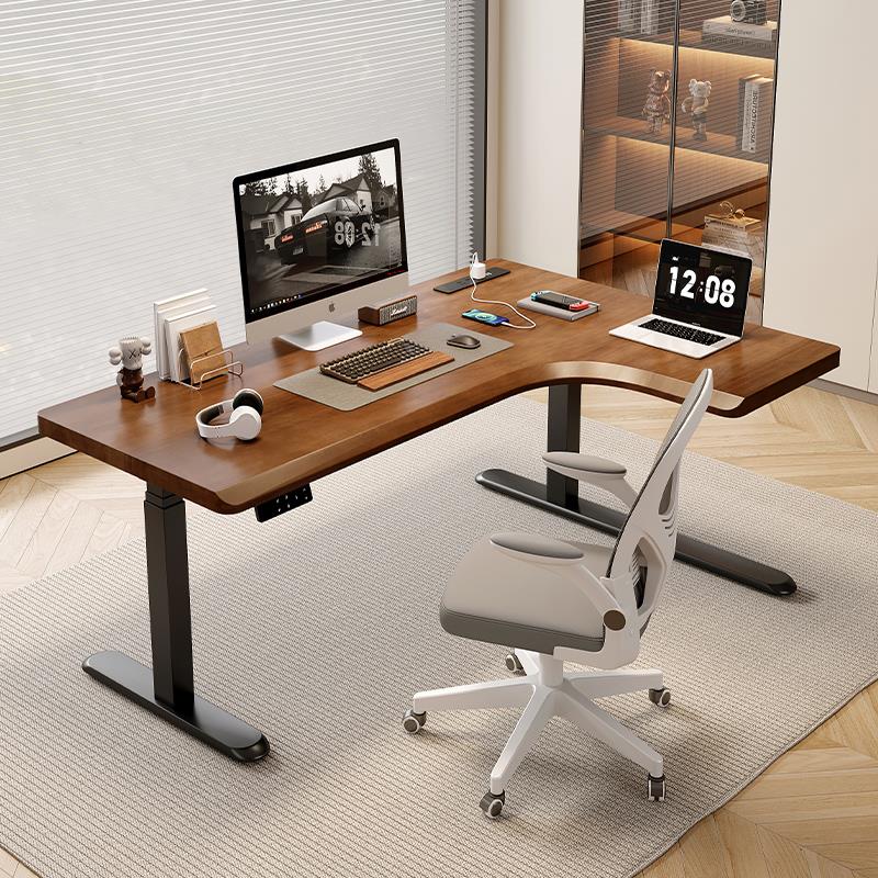 实木升降书桌转角桌家用办公桌电脑桌卧室学习桌电竞桌电动升降桌