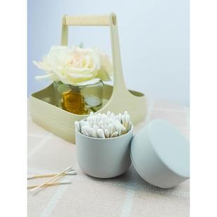 丹麦zone棉签收纳盒高档牙签盒轻奢圆形带盖家用棉棒盒欧式 置物盒