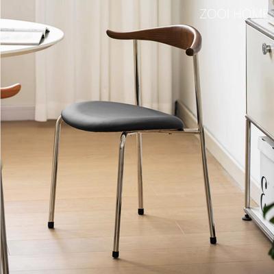 ZOOI HOME牛角椅北欧风家用ins实木靠背餐椅网红覆古设计师椅子