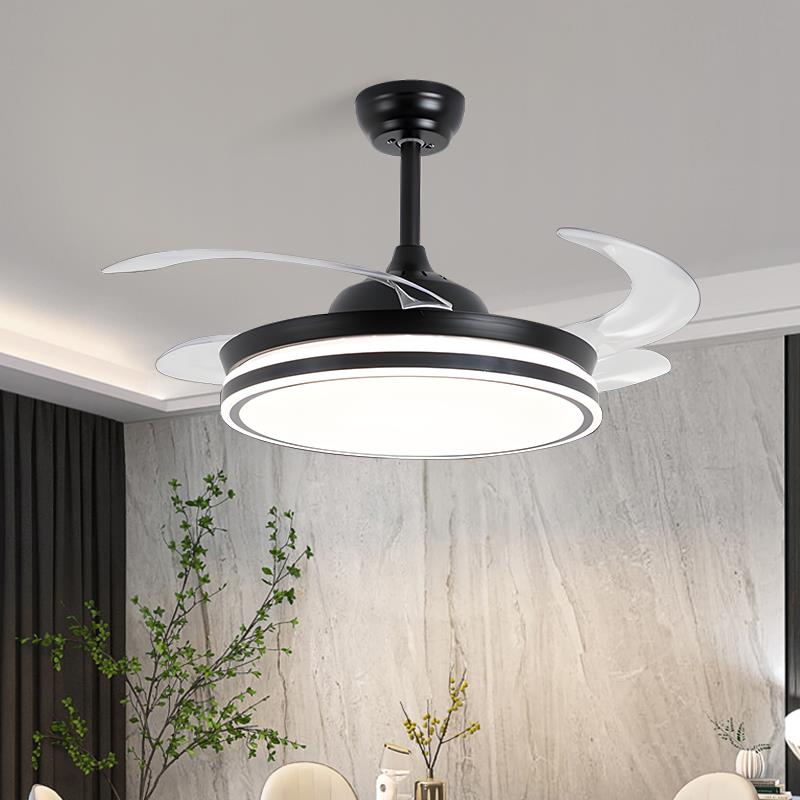 中山古镇灯具饭厅卧室吊扇灯大风力隐形扇叶智能变频吊扇灯