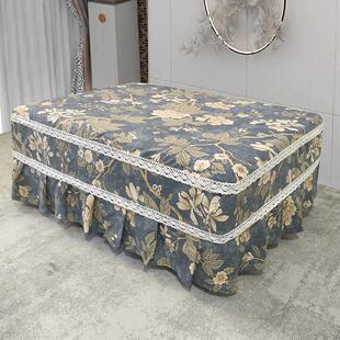 全包围定制脚踏套罩长方形方踏裙边沙发凳套通用正方形储物独凳罩