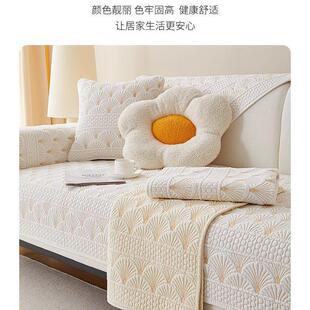 纯棉双面沙发垫四季 夏季 通用防滑布艺坐垫简约北欧靠背巾纯色定做