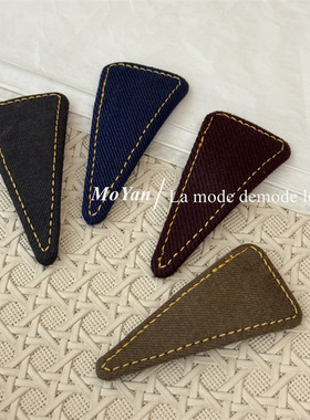 韩版新款黄色缝线布艺三角发夹复古时尚简约刘海bb夹气质侧边