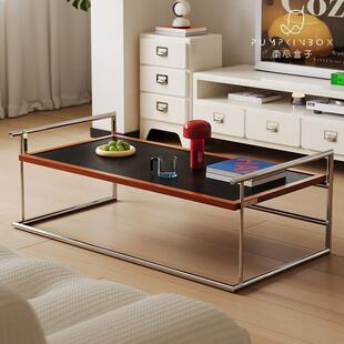 里约茶几餐桌二合一包豪斯客厅家用茶台设计师覆古实木不锈钢茶桌