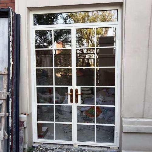 上海白色覆古铁艺玻璃入户门隔断老钢门格子玻璃进户门折叠门定制