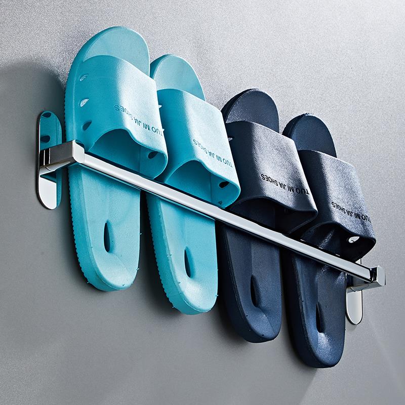 浴室拖鞋架免打孔卫生间壁挂挂式家用门口不锈钢收纳神器置物架