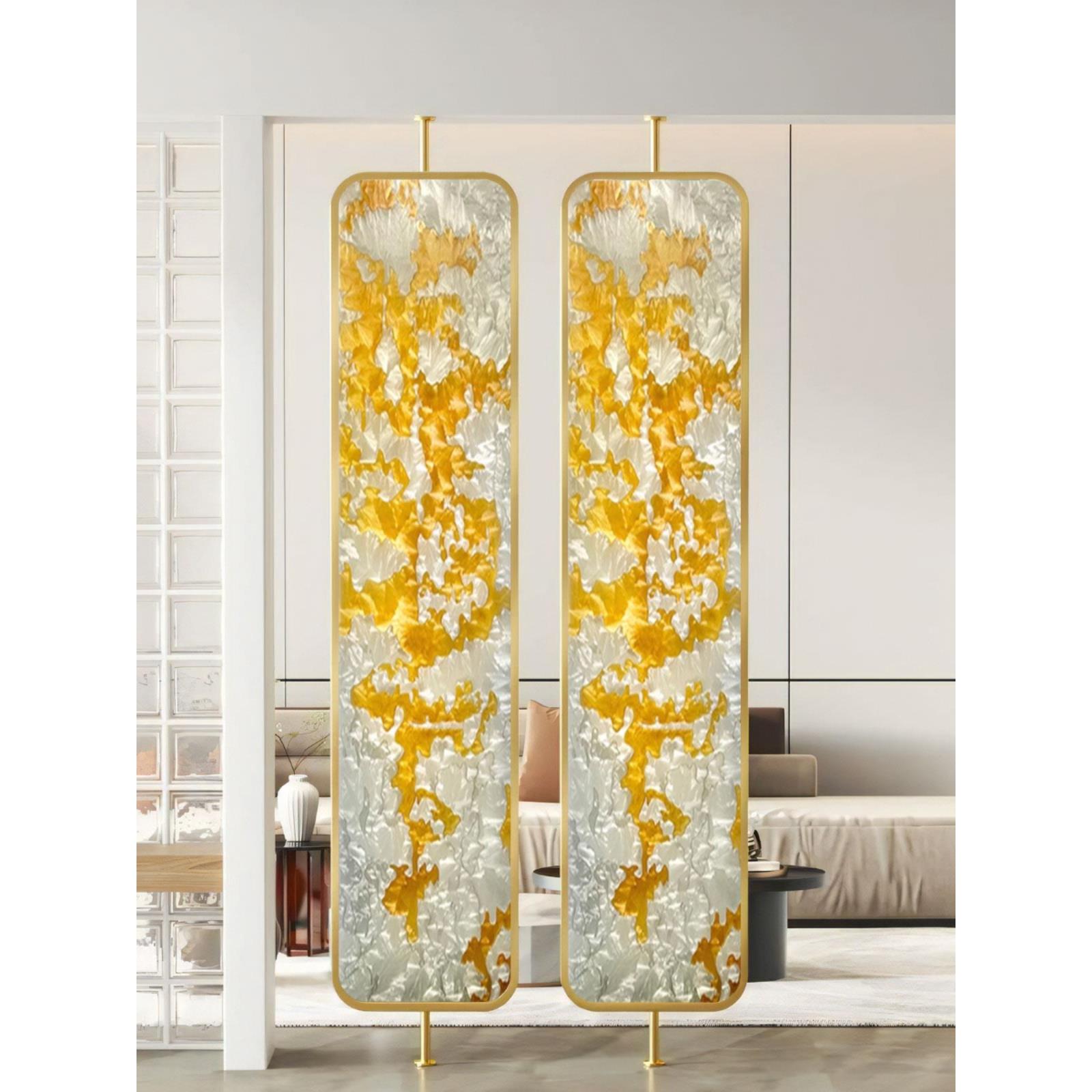 花丝珐琅玻璃隔断屏风装饰欧式和法式客厅入口阻挡旋转经典艺术玻