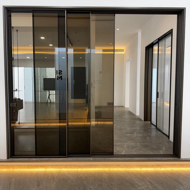 厨房三联动拉门极窄吊轮阳台门化妆室玻璃门平开 覆古门PD门厂家