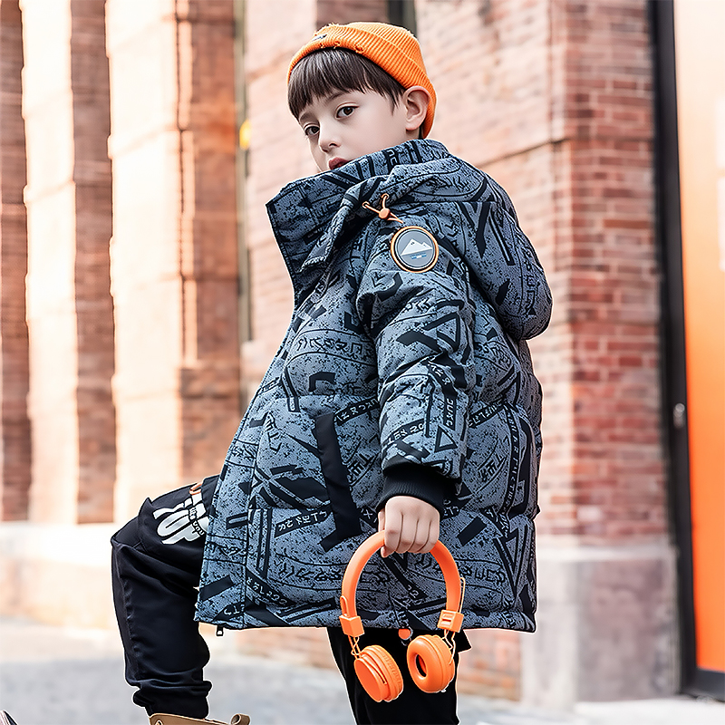 儿童中长款加厚男童羽绒服外套潮