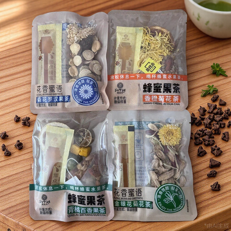 集良木蜂蜜花草茶菊花罗汉果茶香橙菊花茶青桔百香果金银花菊花茶