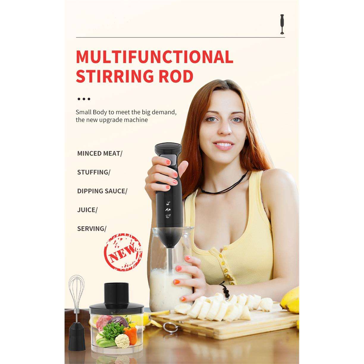 跨境新款婴儿辅食机料理棒多功能小型不锈钢搅拌机家用厨房绞肉器