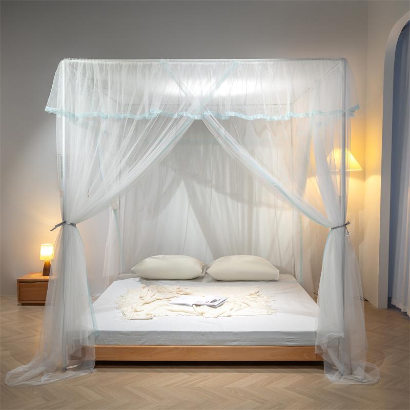 轻奢风宫廷落地式蚊帐2023新款高级三开门家用卧室北欧加厚1.8米