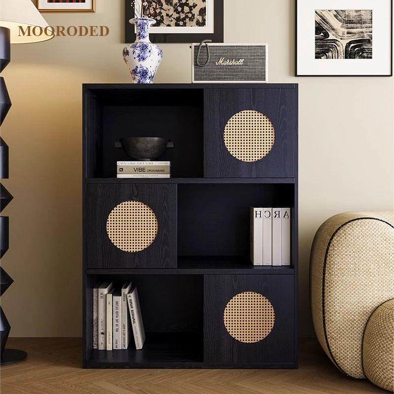 实木书柜落地靠墙置物柜现代简约书橱客厅家用藤编组合柜组合书架,3C数码配件,USB灯,淘宝优惠券,粉丝福利购,淘宝优惠卷