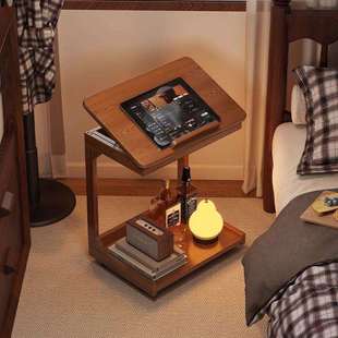 复古实木床头柜可移动边几卧室床边桌客厅家用小茶几阳台休闲桌子