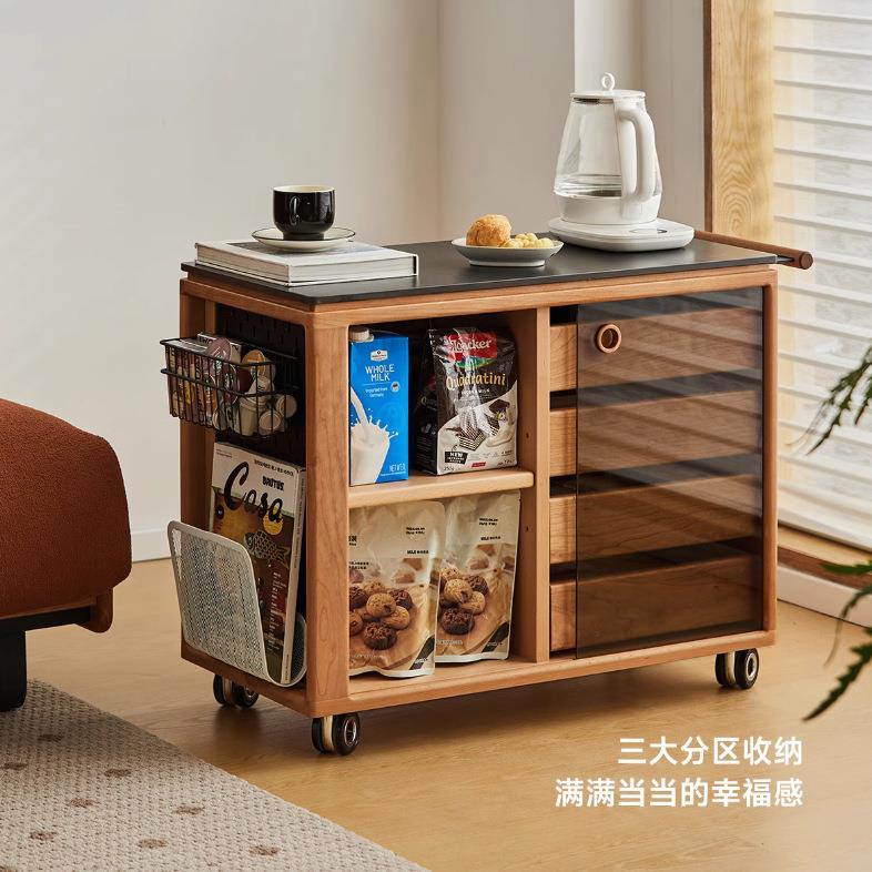 北欧餐边柜实木储物柜客厅沙发边柜边几阳台岩板茶台桌日式茶水柜