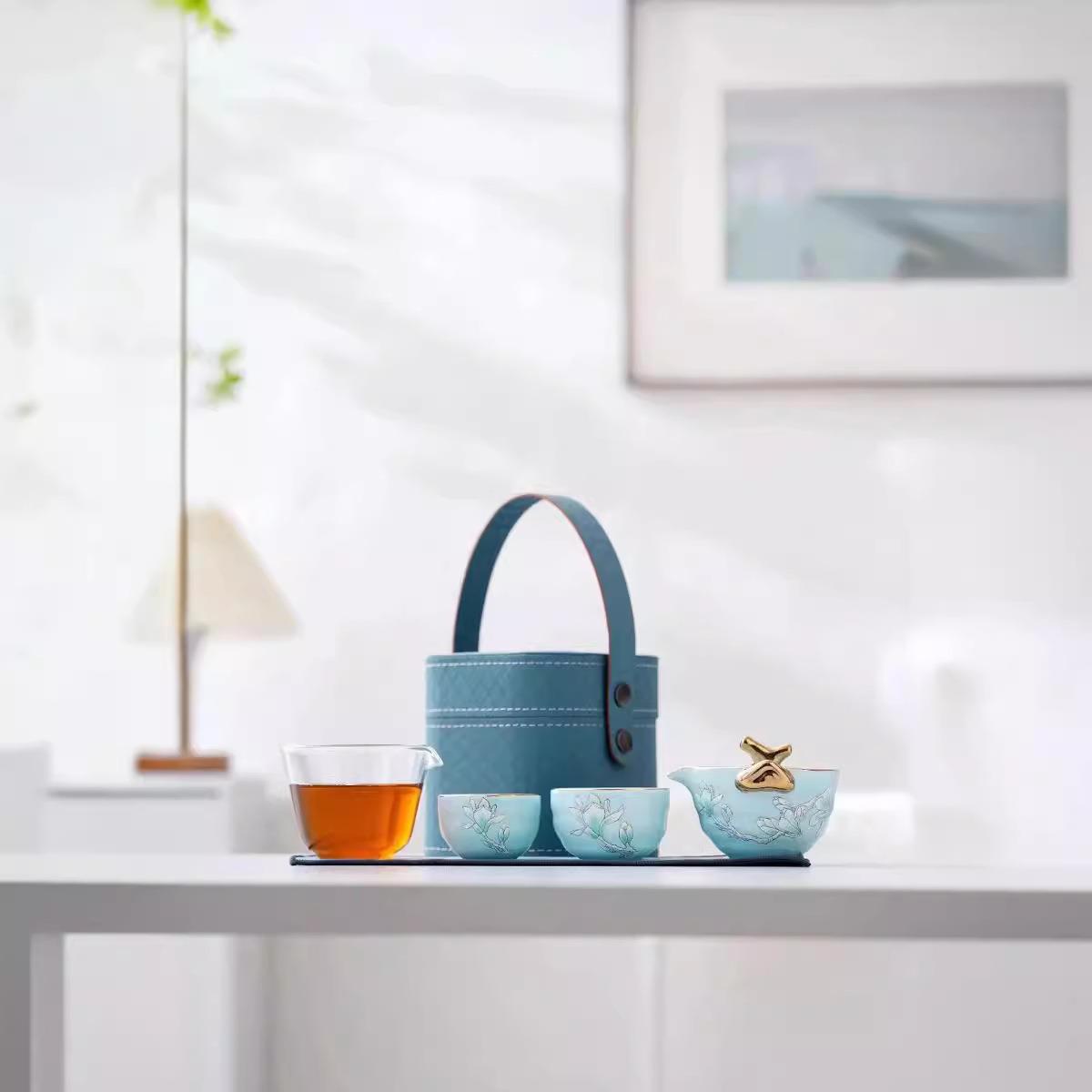 旅行茶具套装一壶二杯户外便携式夫人瓷女士一人泡茶快客杯送妈妈