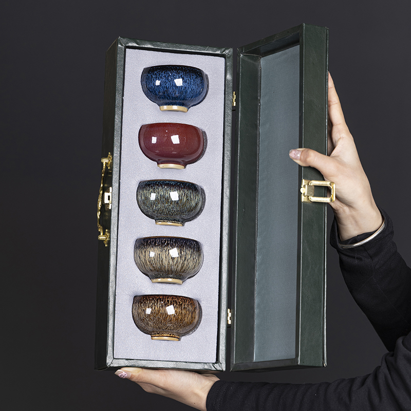 窑变五行陶瓷个人专用大号品茗杯钧瓷主人杯单个建盏功夫茶杯套装