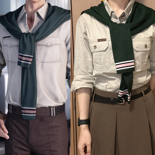 恋与深空游戏同款主控余暇时刻COS绿色条纹披肩冬季围巾围脖盖毯