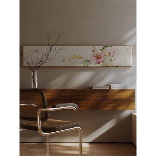 陶花现代新中式卧室装饰画主卧艺术长条房间横幅壁画床头挂画