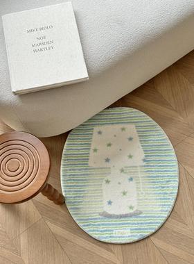 Glitter原创星星台灯地毯彷羊绒可爱少女卧室床边卡通地垫客厅