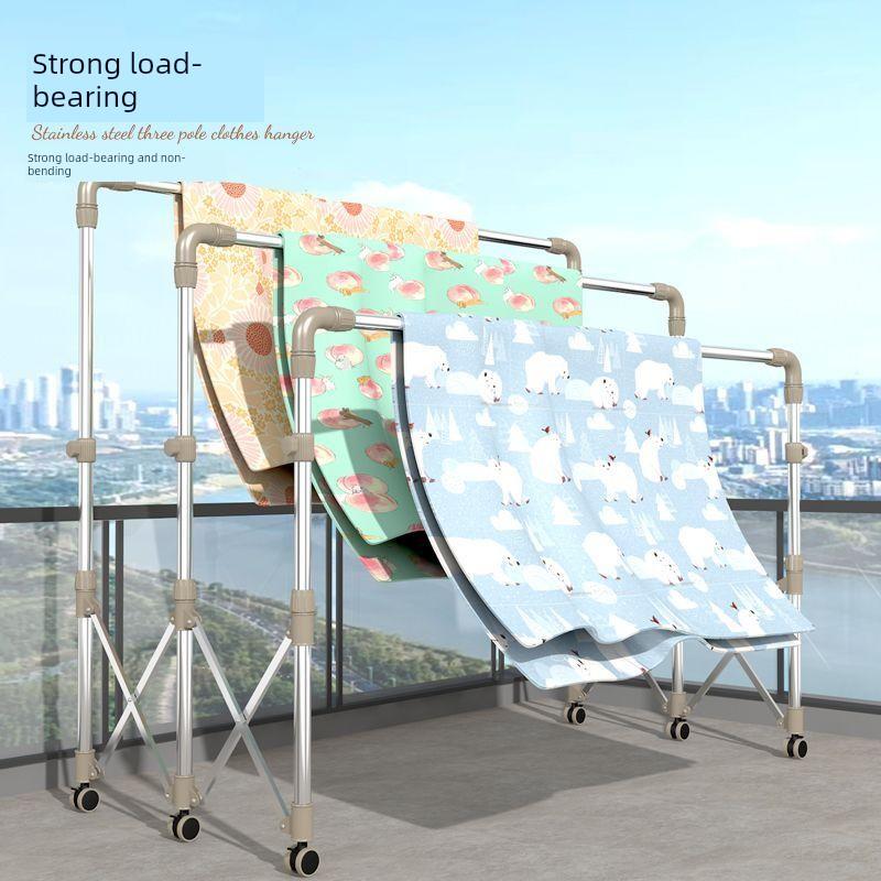 晾衣架落地折叠室内外不锈钢卧室室外杆式伸缩家用阳台晒被子神器