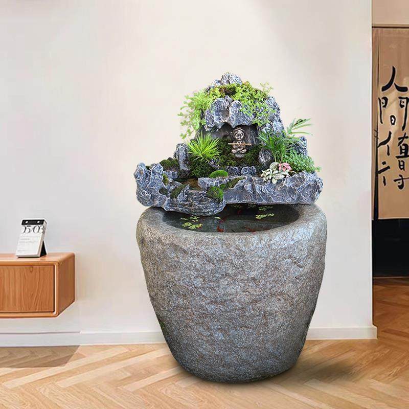 鱼池假山造景流水循环水喷泉中式彷青龙石摆件庭院花园水景观装饰