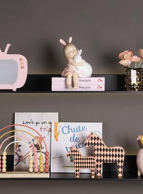 样板间儿童房摆件女孩衣柜衣帽间软装饰品套组书柜书桌组合套装