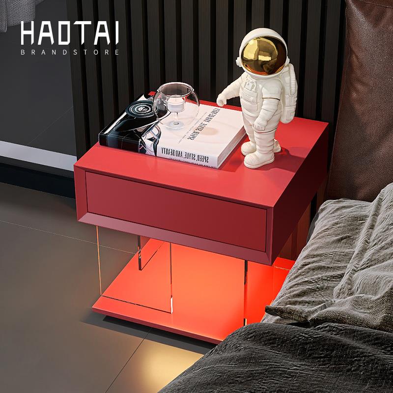 意式极简烤漆悬浮床头柜简约现代设计师床边抽屉柜创意床头置物架