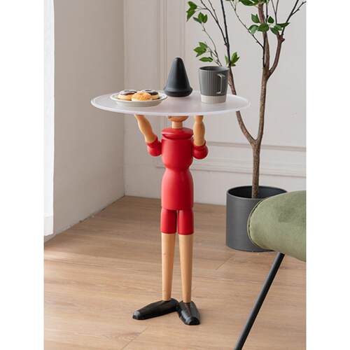 北欧实木茶几设计师匹诺曹木偶边几现代简约家用沙发边几创意网红