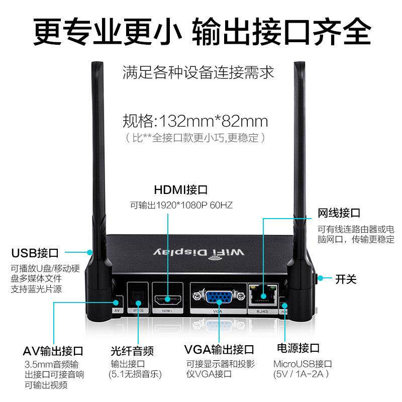 VGA无线同屏器笔记型电脑HDMI投屏高清手机平板投影传输鑫美达X18