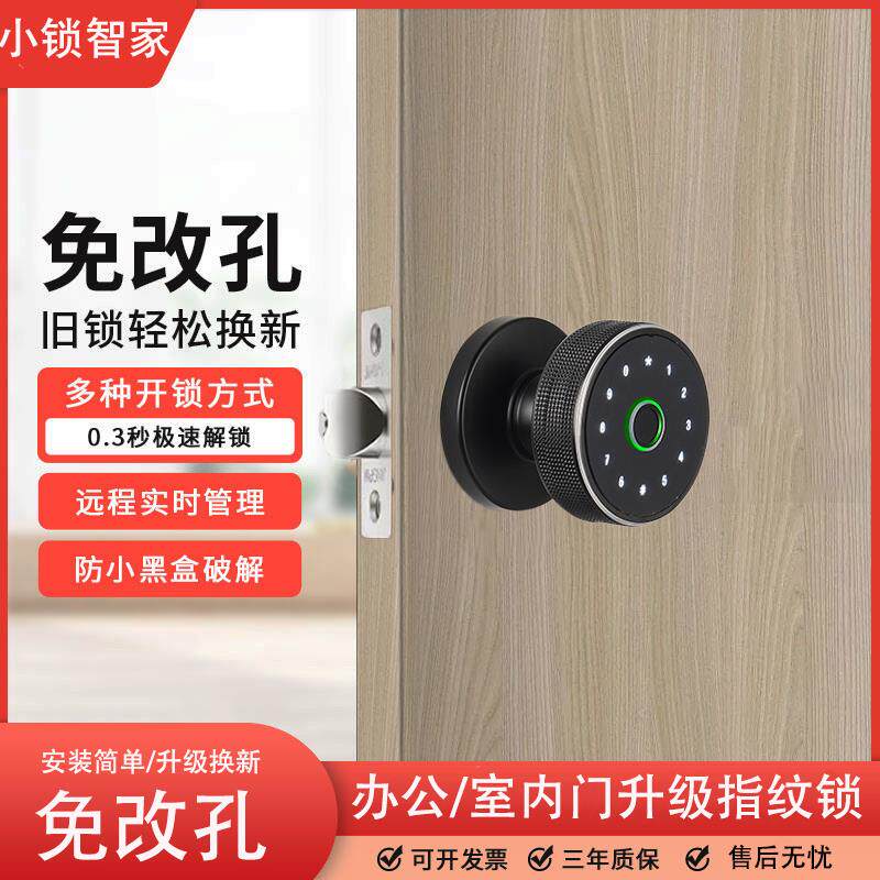 木门球形指纹锁卧室门智能涂鸦电子门锁办公室房间室内家用密码锁