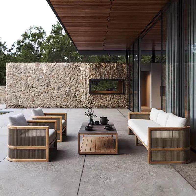 户外沙发庭院柚木藤防水防晒别墅花园露天阳台休闲实木家具组合,住宅家具,户外沙发,淘宝优惠券,粉丝福利购,淘宝优惠卷