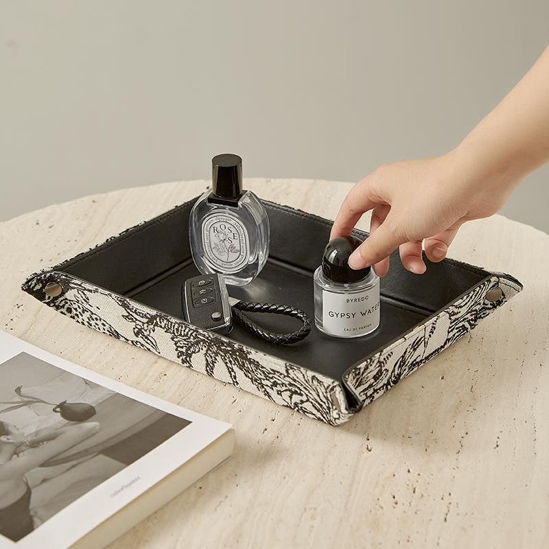 法式钥匙收纳盒入户玄关放钥匙手表收纳盘皮托盘桌面遥控器收纳盒