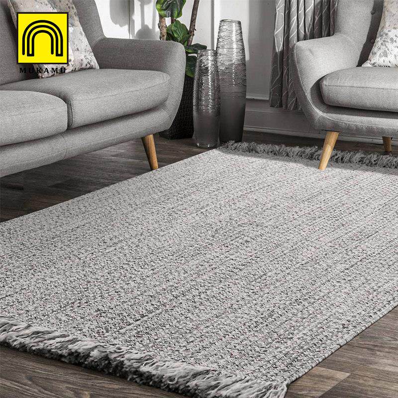 手工编织地毯客厅茶几毯现代简约北欧风流苏卧室床边飘窗毯可定制